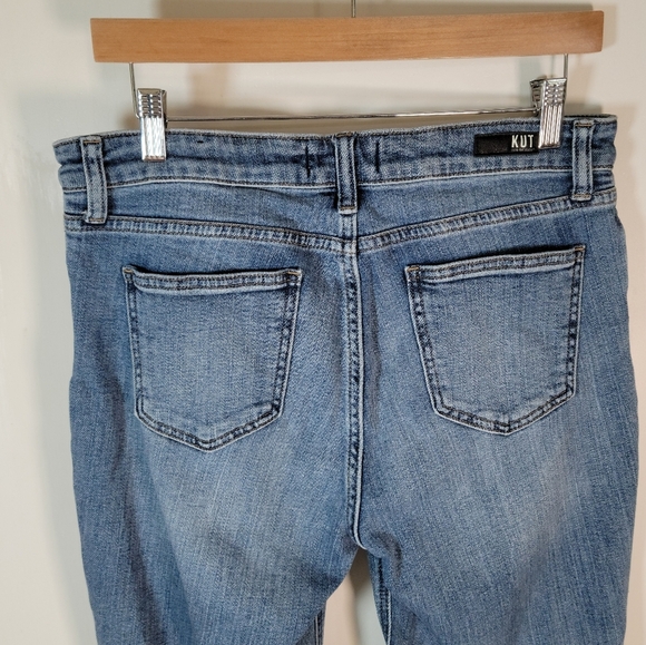 Kut From The Kloth Fab Ab High Rise Ankle Straight Jeans Size 10 Distressed Hem - Picture 8 of 9